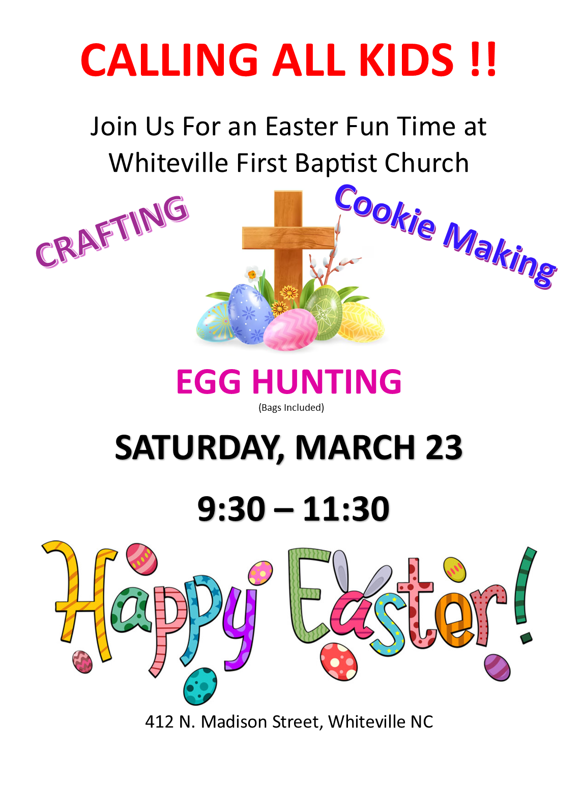 Children's Easter Activity First Baptist Church of Whiteville NC 1